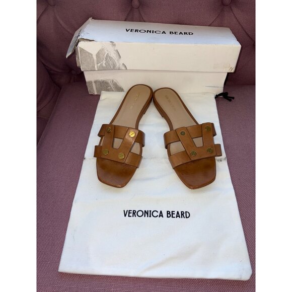 Veronica Beard Via Slides in Honey Cognac 6.5 Womens Sandals - Picture 6 of 16